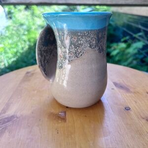 Island Oasis Handwarmer Mug Blue Turquoise Right Handed Clay in Motion